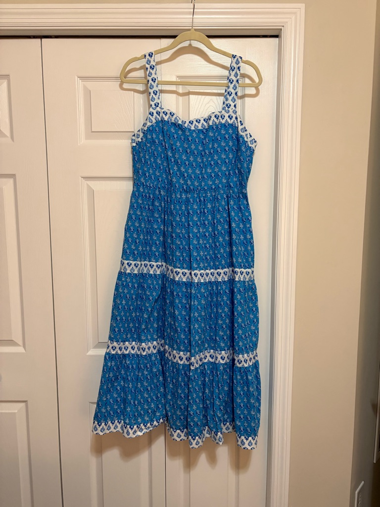 J. Crew Blue And White Tiered Sundress